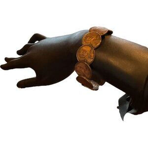 Vintage 1970-1980 Penny Coin Cuff Bracelet With Abraham Lincoln Design
